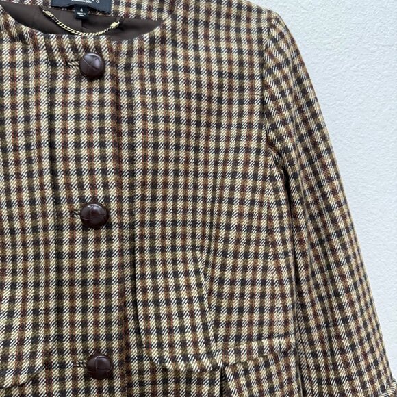Talbots Plaid Peplum Houndstooth Wool Button Career Business Jacket Womens sz 4 - Picture 3 of 9